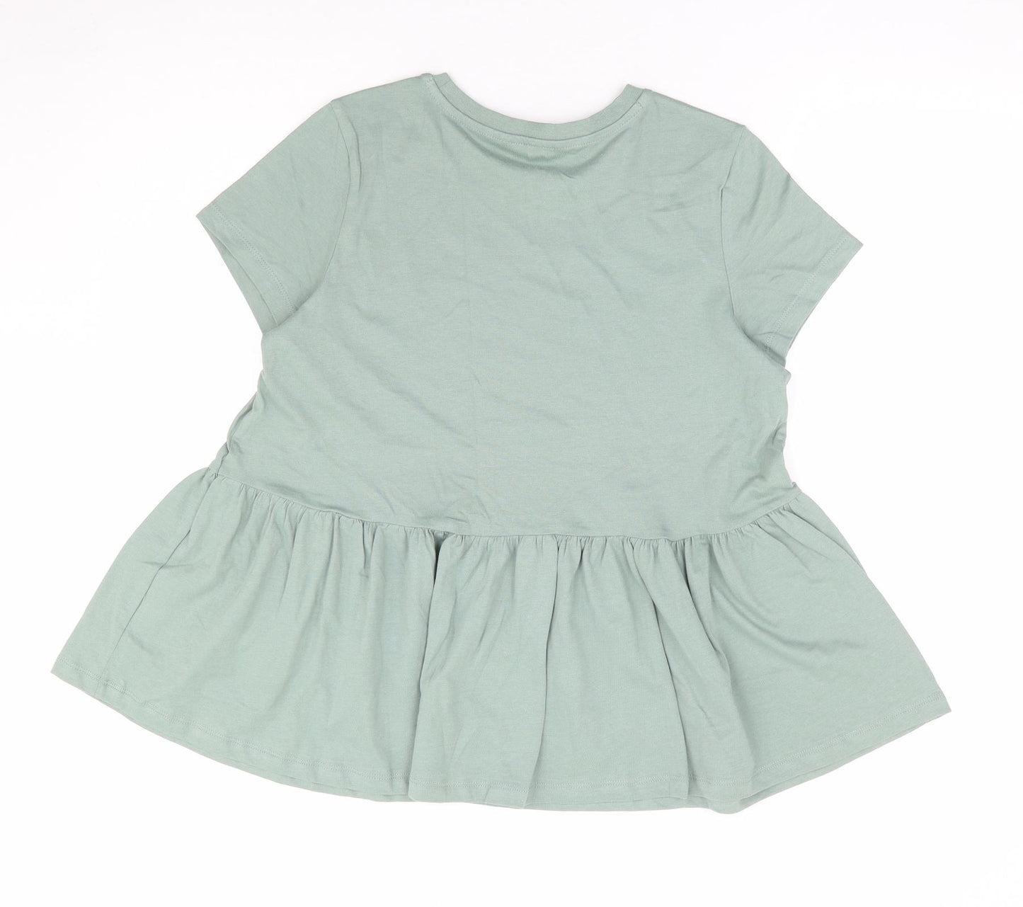 George Womens Green Cotton Basic T-Shirt Size 12 Round Neck - Smock