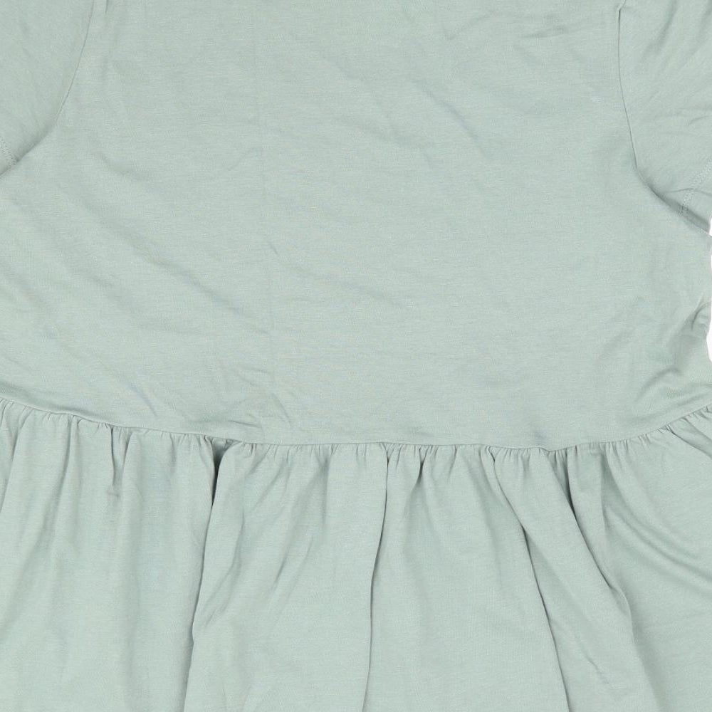 George Womens Green Cotton Basic T-Shirt Size 12 Round Neck - Smock