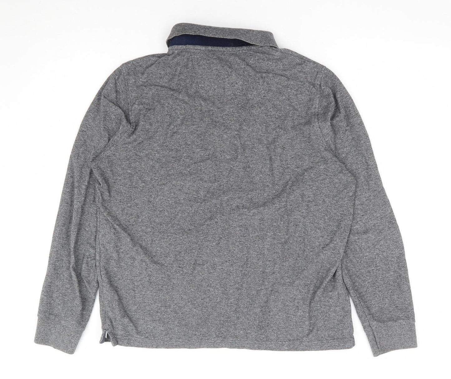 Marks and Spencer Mens Grey 100% Cotton Polo Size M Collared Button