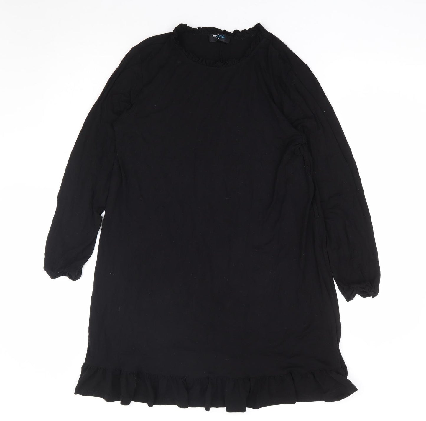 Papaya Womens Black Viscose A-Line Size M Round Neck Pullover