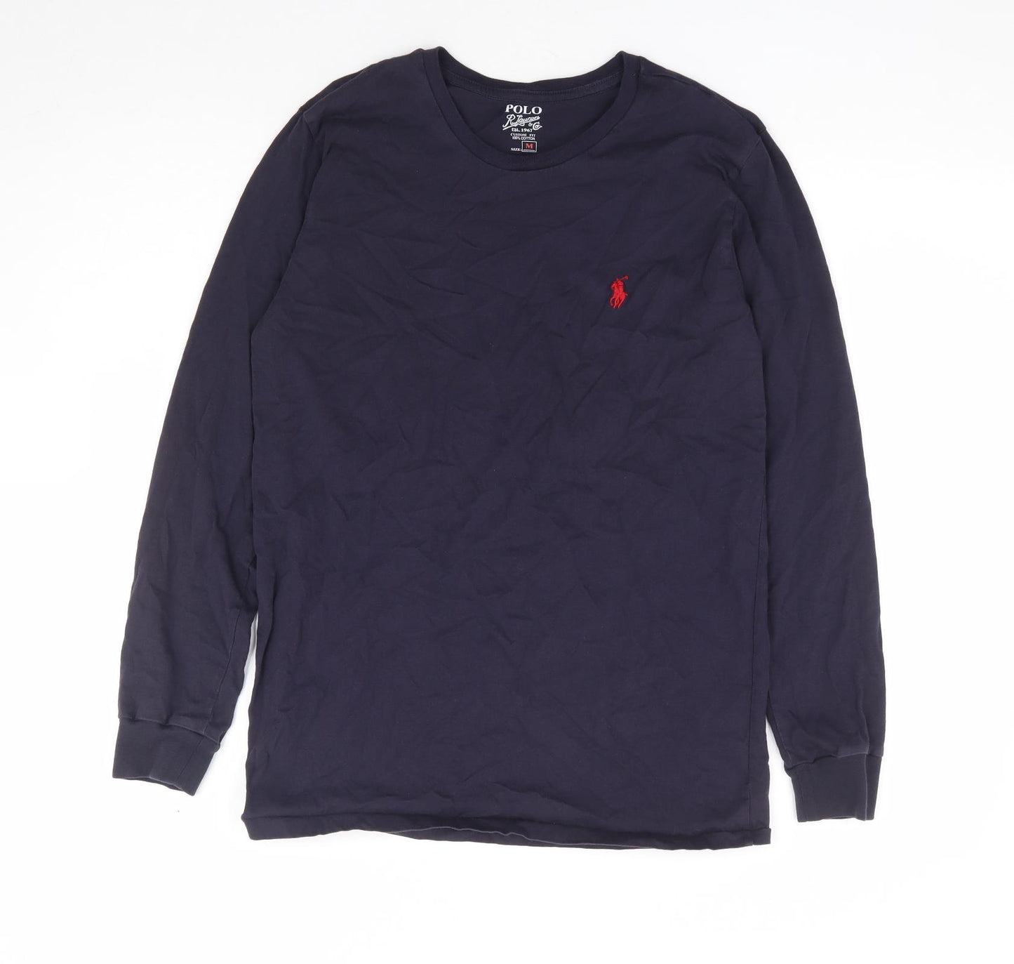 Ralph Lauren Mens Blue Cotton T-Shirt Size M Round Neck