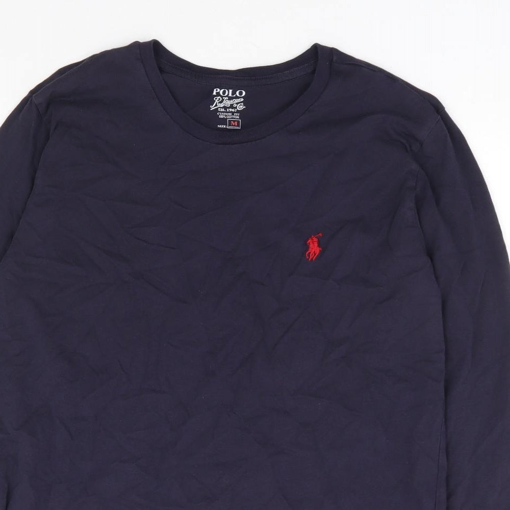 Ralph Lauren Mens Blue Cotton T-Shirt Size M Round Neck