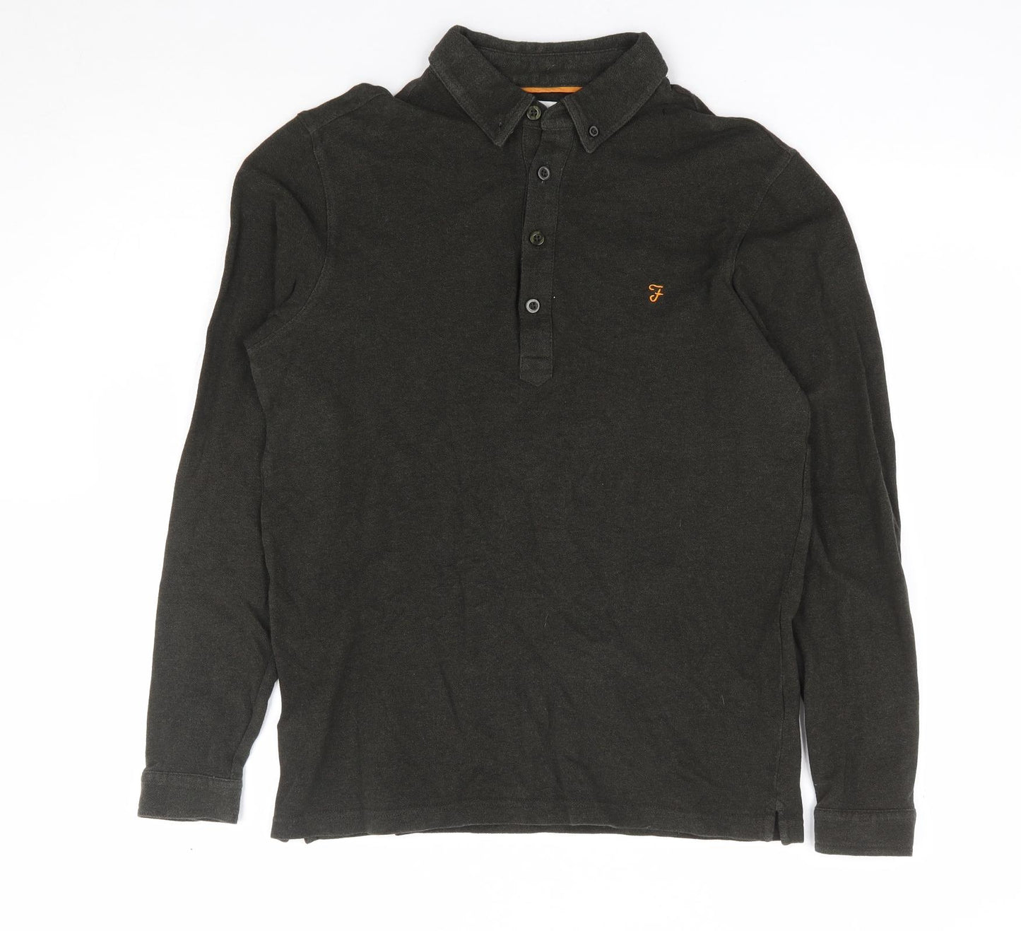 Farah Mens Green Cotton Polo Size S Collared Button