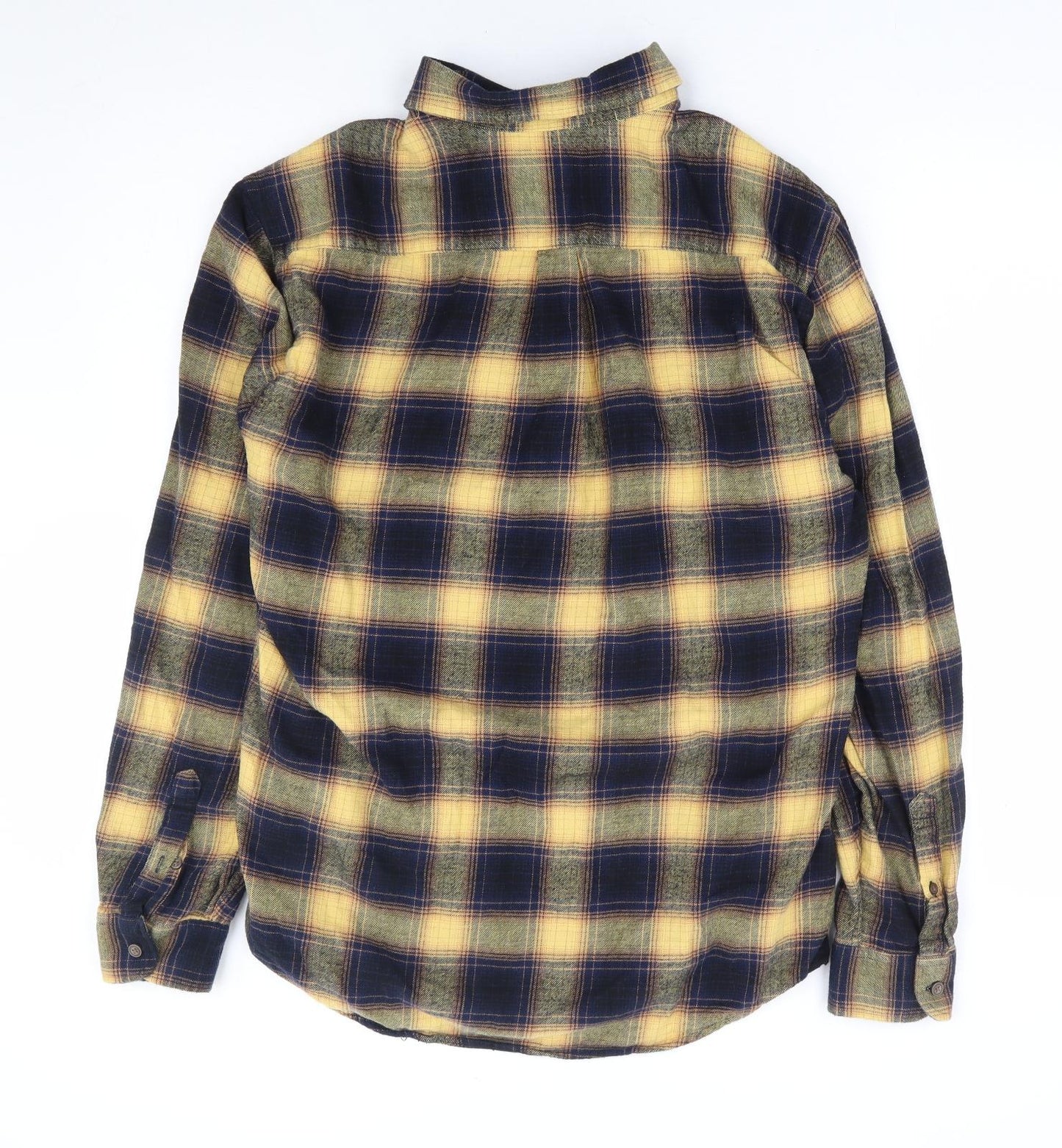 Marks and Spencer Mens Multicoloured Plaid Cotton Button-Up Size M Collared Button