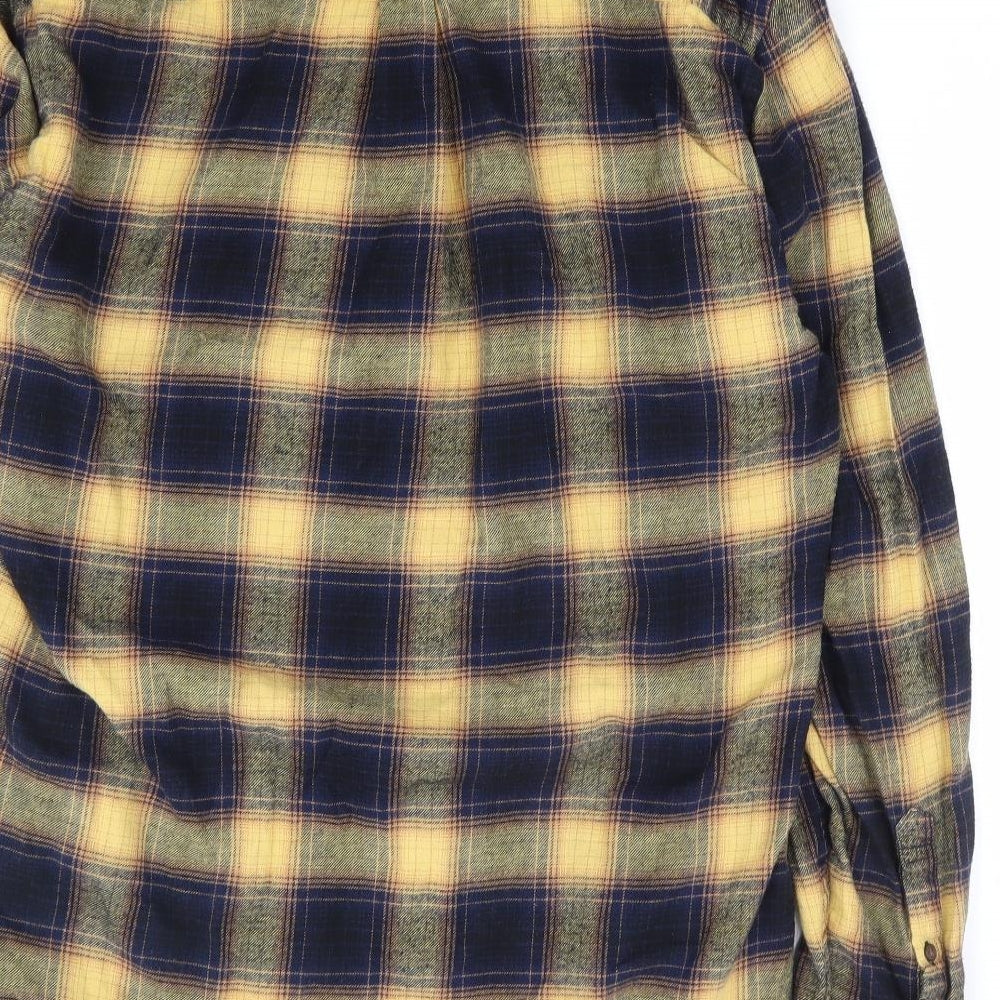 Marks and Spencer Mens Multicoloured Plaid Cotton Button-Up Size M Collared Button