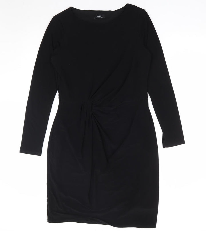 Wallis Womens Black Polyester A-Line Size 12 Round Neck Pullover