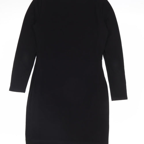 Wallis Womens Black Polyester A-Line Size 12 Round Neck Pullover