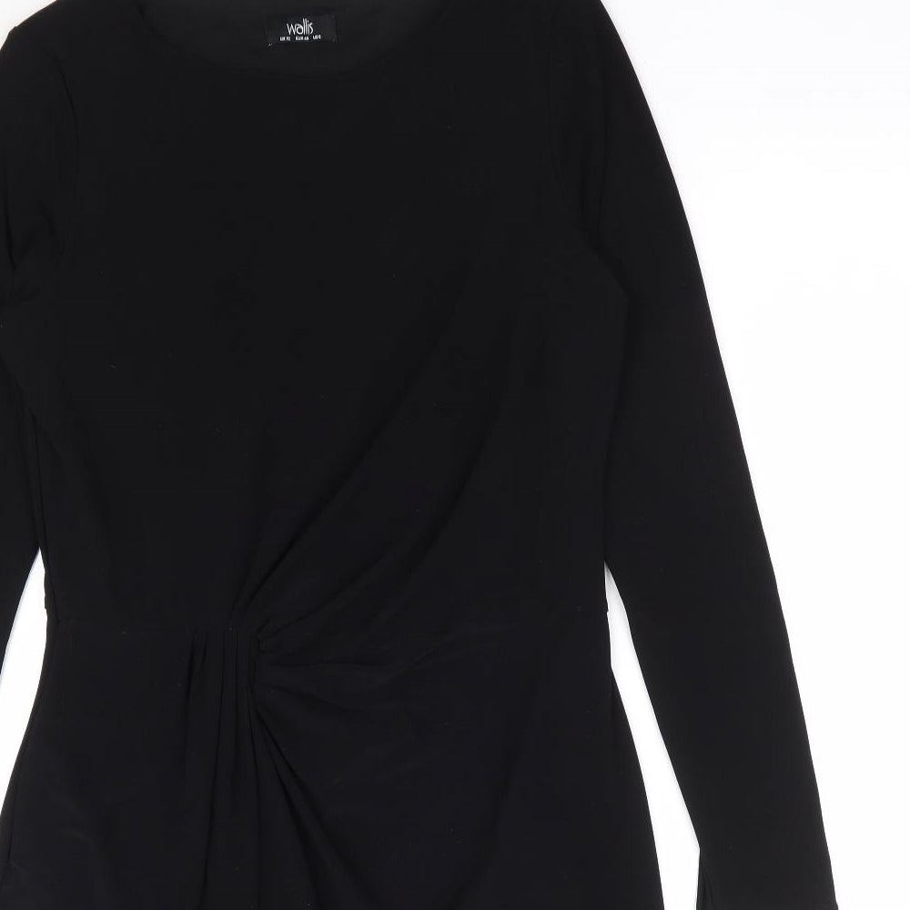 Wallis Womens Black Polyester A-Line Size 12 Round Neck Pullover