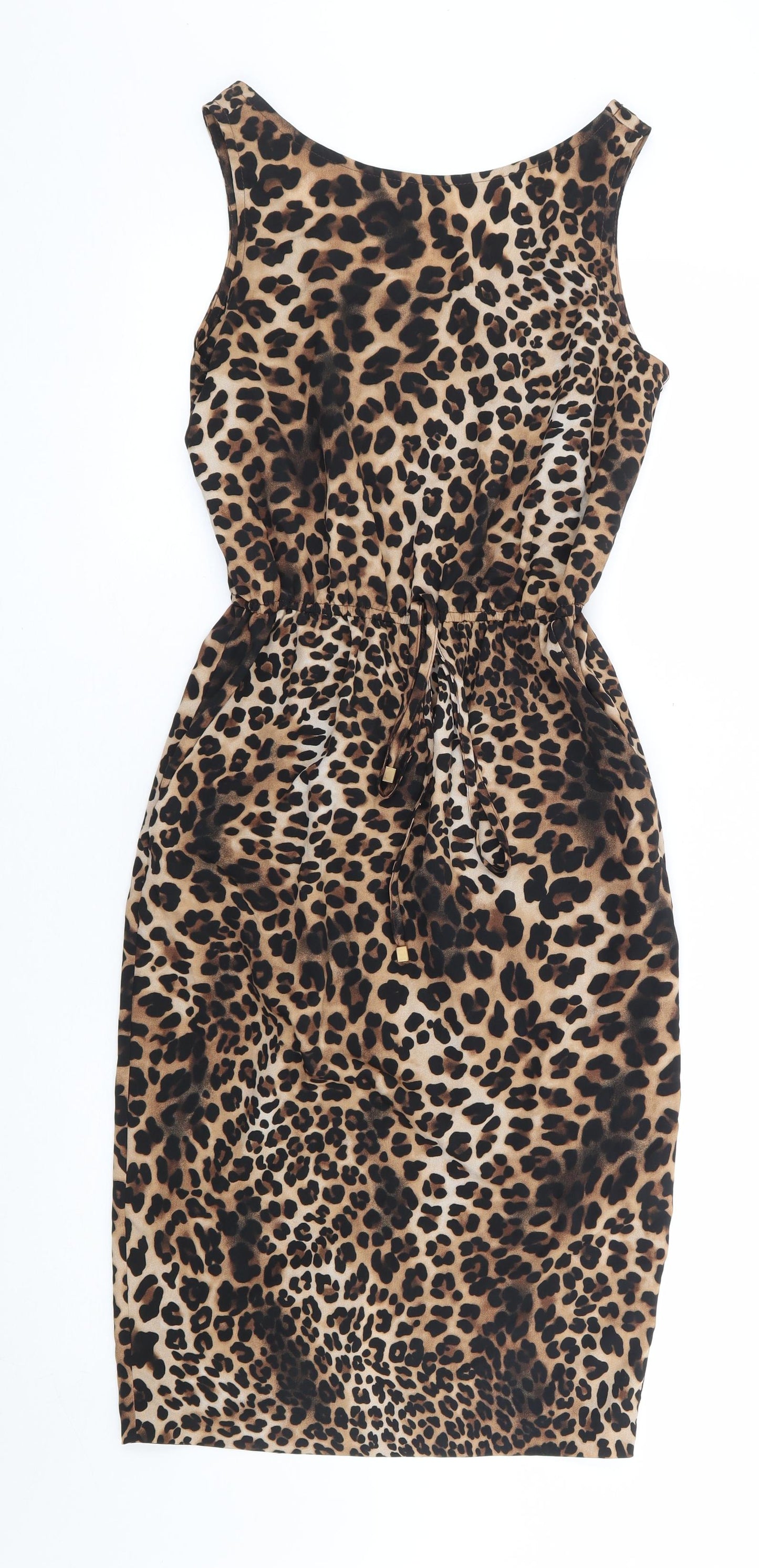 River Island Womens Brown Animal Print Polyester A-Line Size 6 Round Neck Pullover - Leopard Print