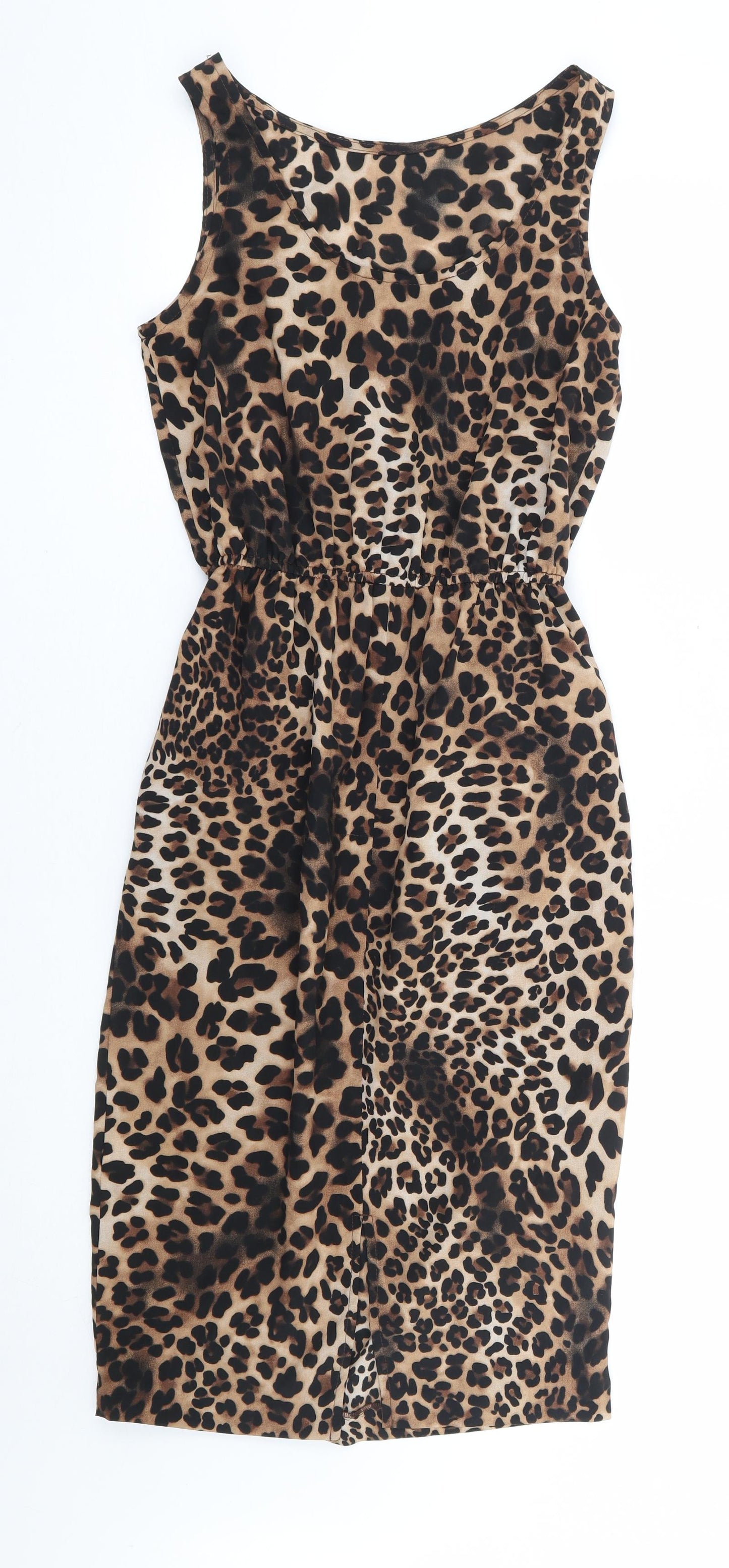 River Island Womens Brown Animal Print Polyester A-Line Size 6 Round Neck Pullover - Leopard Print