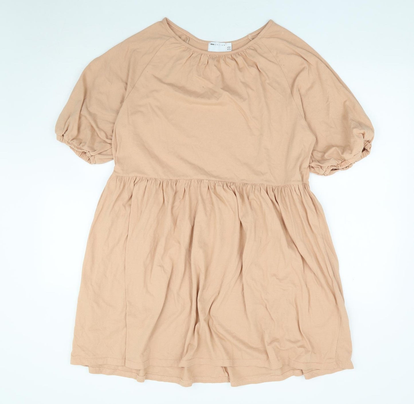 ASOS Womens Beige 100% Cotton Fit & Flare Size 16 Round Neck Pullover - Smock