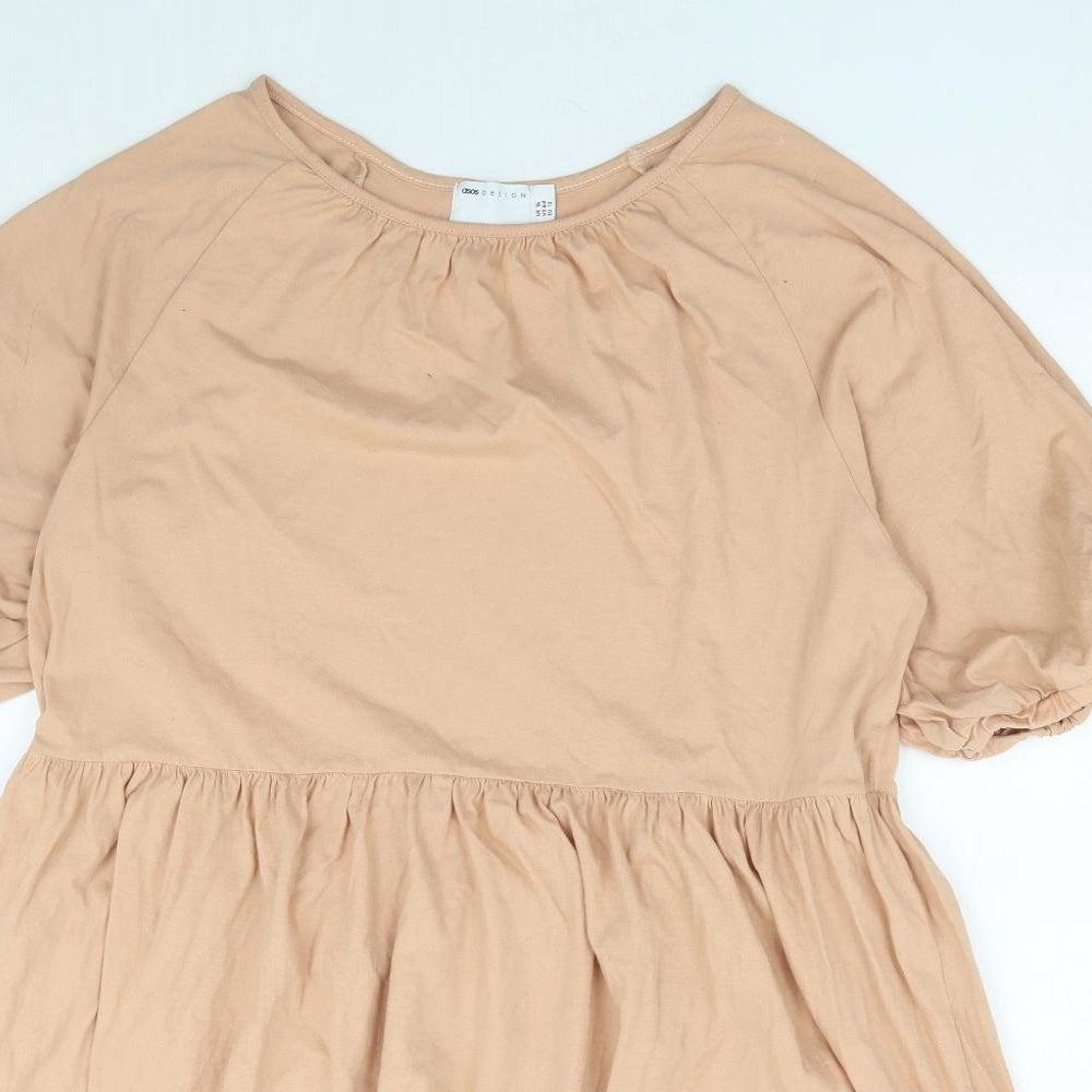 ASOS Womens Beige 100% Cotton Fit & Flare Size 16 Round Neck Pullover - Smock
