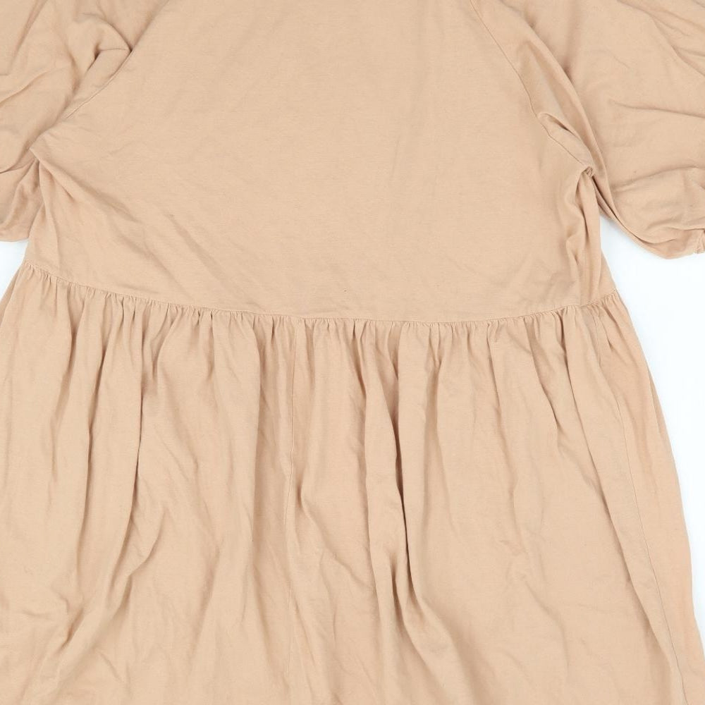 ASOS Womens Beige 100% Cotton Fit & Flare Size 16 Round Neck Pullover - Smock