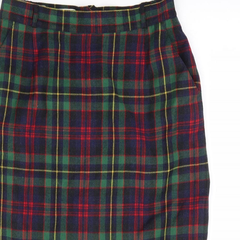 Bianca Womens Multicoloured Plaid Wool Straight & Pencil Skirt Size 14 Zip