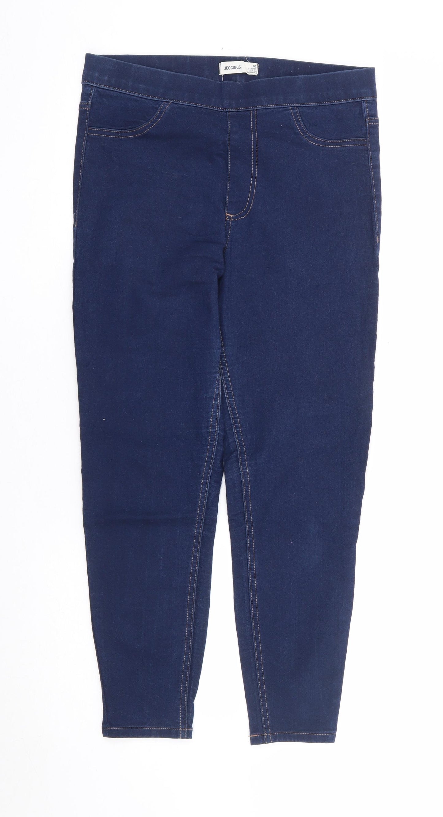Marks and Spencer Womens Blue Cotton Jegging Jeans Size 10 L24 in Regular - Extra Short Length