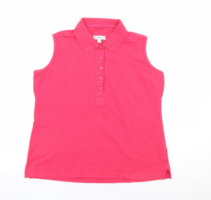 Green Lamb Womens Pink Cotton Basic Polo Size 14 Collared