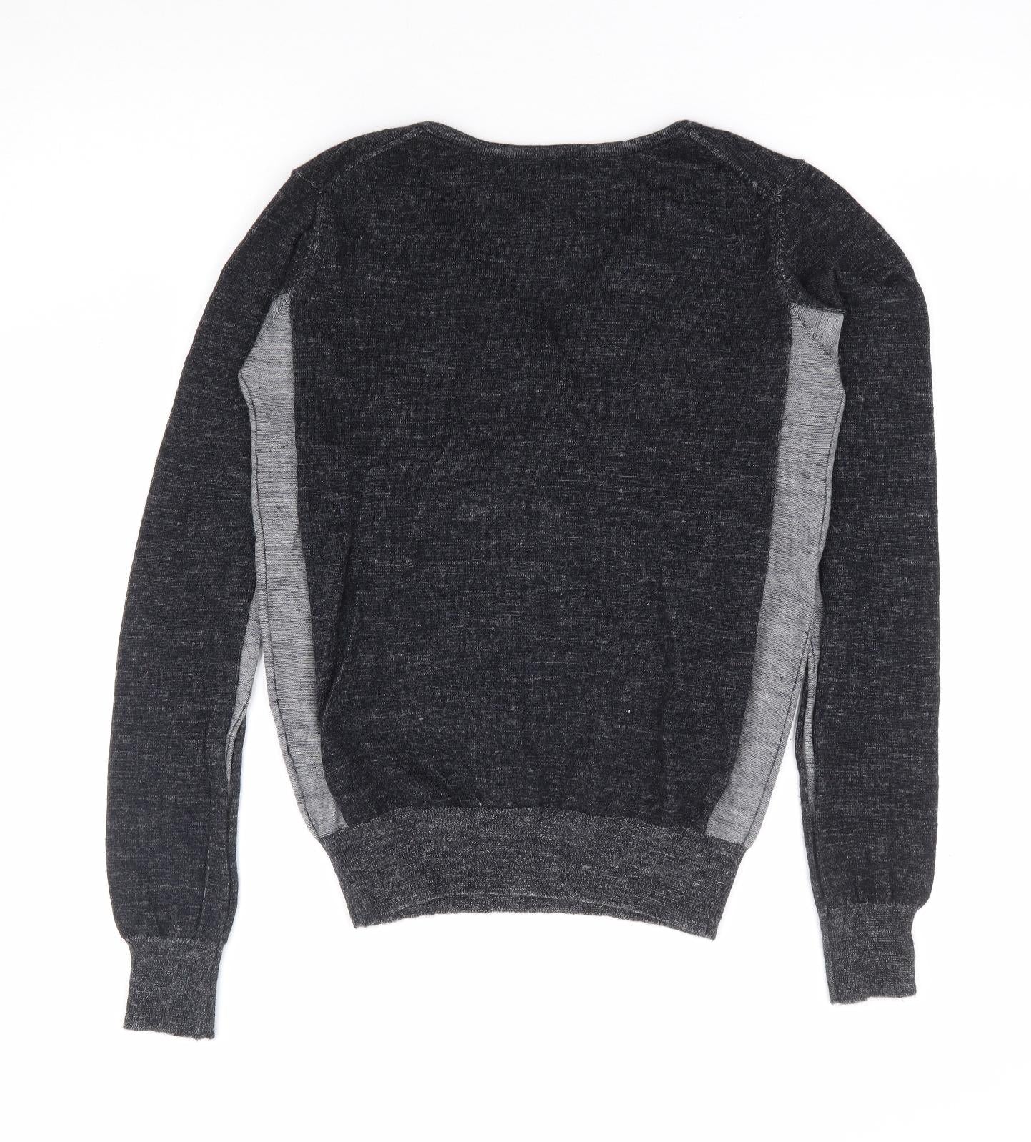 Mariella Rosati Womens Grey V-Neck 100% Wool Pullover Jumper Size 12