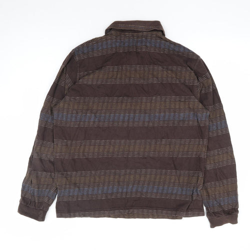 GOLFINO Mens Brown Geometric Cotton Polo Size 40 Collared Button