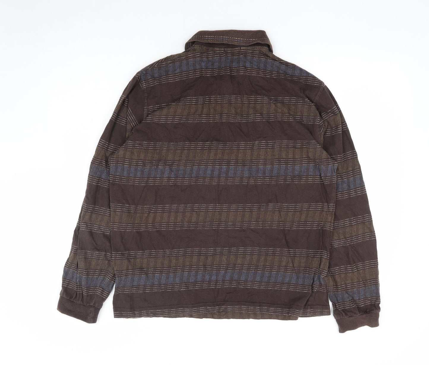 GOLFINO Mens Brown Geometric Cotton Polo Size 40 Collared Button