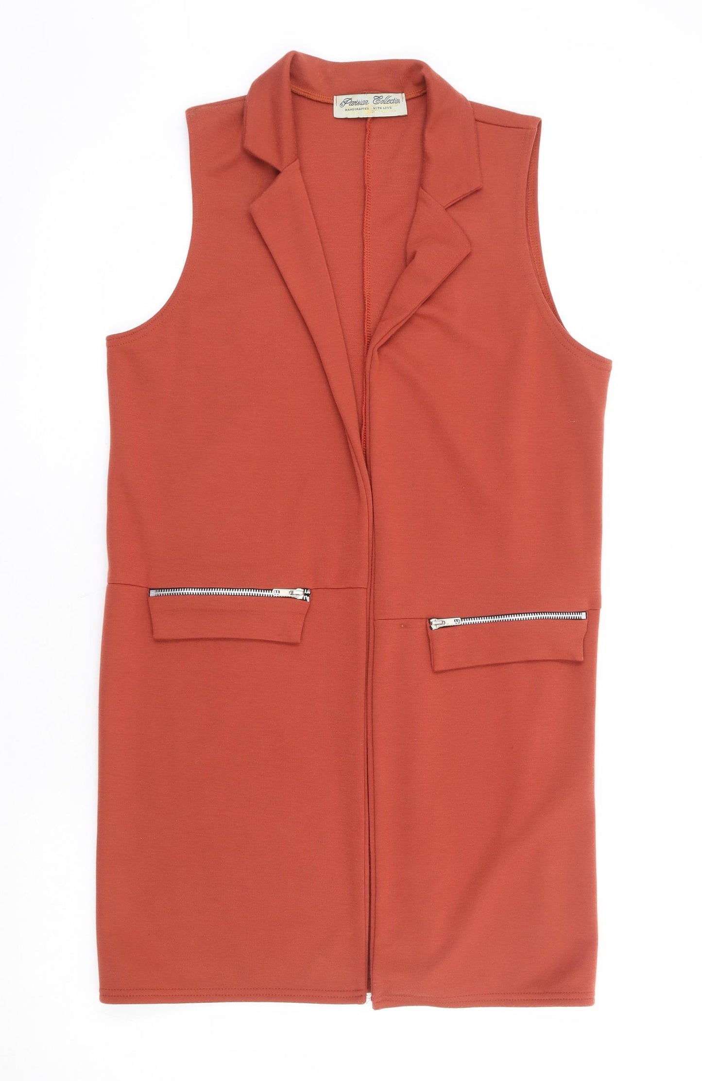 Parisian Collection Womens Orange Gilet Coatigan Size 12