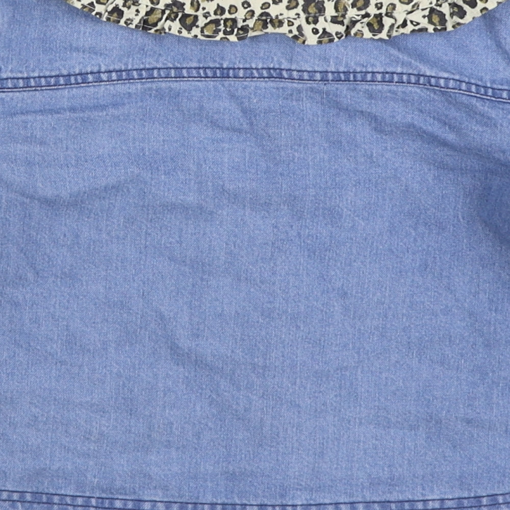 River Island Girls Blue Animal Print Jacket Size 3-4 Years Button - Leopard Print
