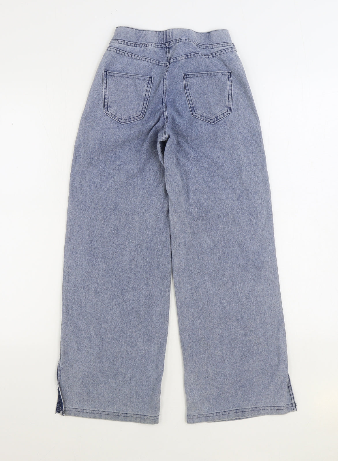 H&M Girls Blue Geometric Cotton Wide-Leg Jeans Size 10-11 Years Regular Pullover - Hearts