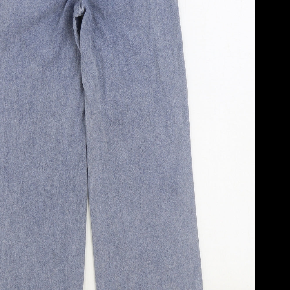 H&M Girls Blue Geometric Cotton Wide-Leg Jeans Size 10-11 Years Regular Pullover - Hearts