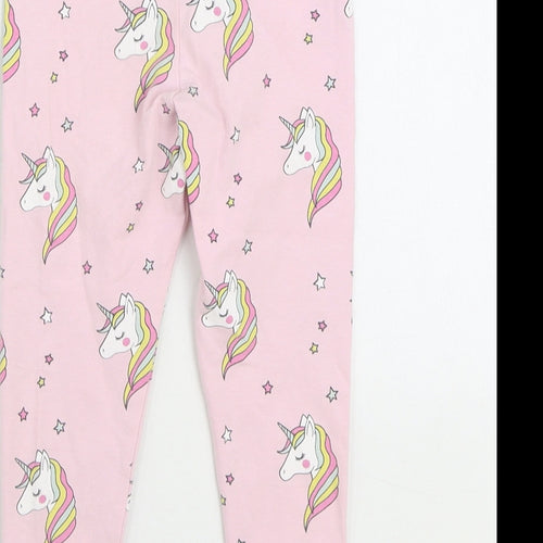 Primark Girls Pink Geometric Cotton Jogger Trousers Size 3-4 Years Regular Pullover - Unicorn