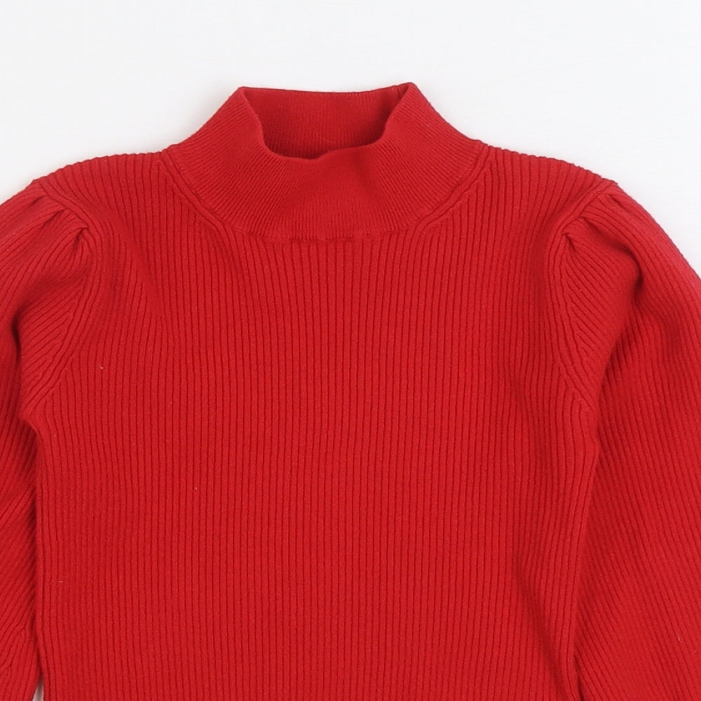Dunnes Stores Girls Red High Neck Viscose Pullover Jumper Size 8-9 Years Pullover