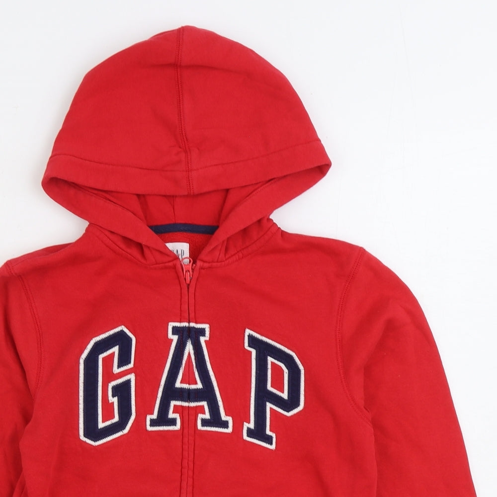 Gap Boys Red Cotton Full Zip Hoodie Size 10-11 Years Zip