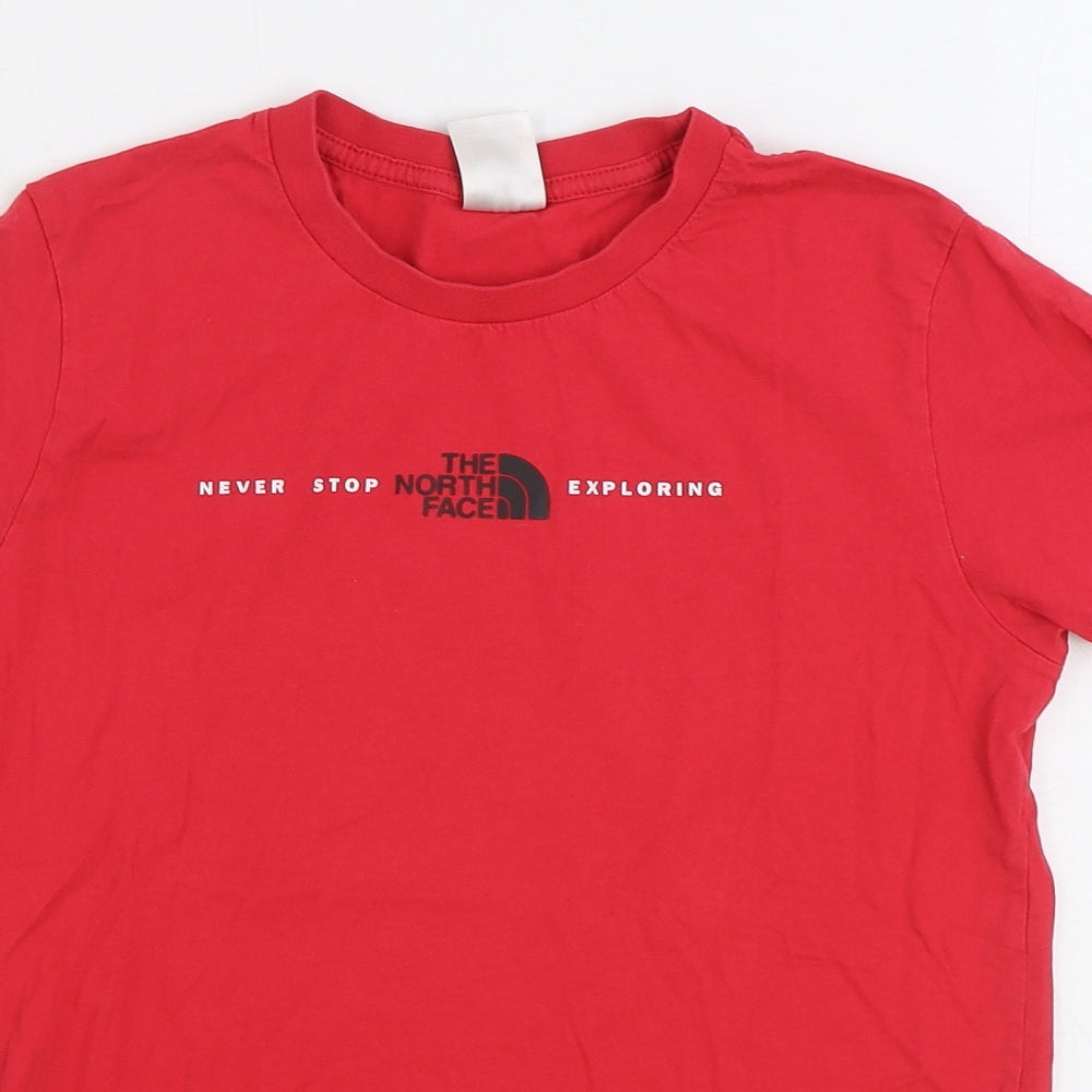 The North Face Boys Red 100% Cotton Basic T-Shirt Size 11-12 Years Round Neck Pullover