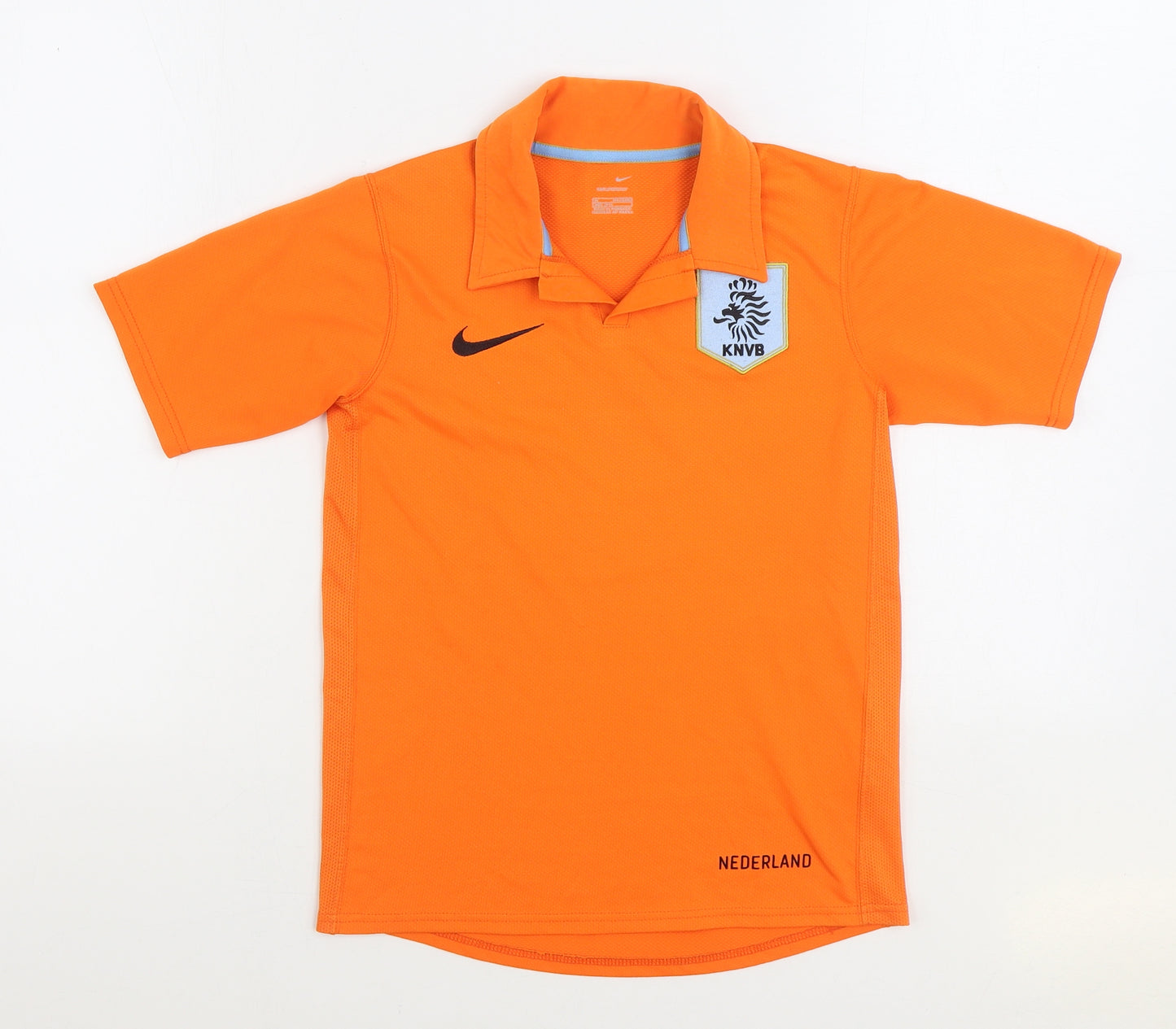 Nike Boys Orange Polyester Basic Polo Size 11-12 Years Collared Pullover - Nederland Football