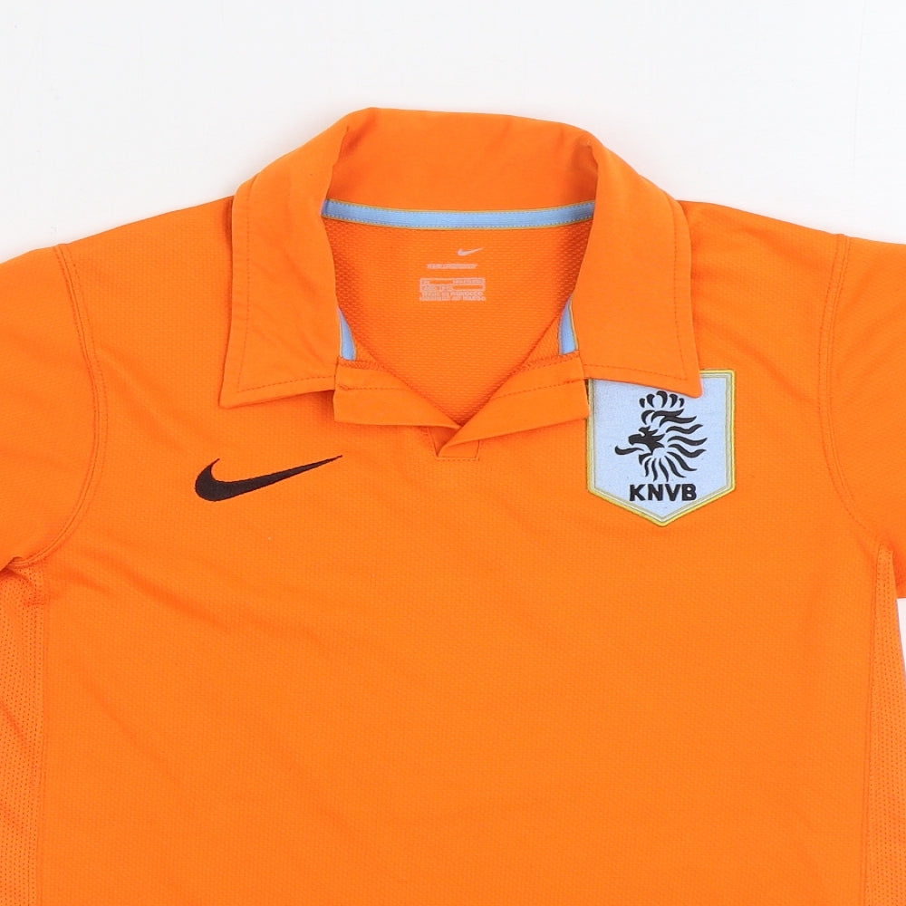 Nike Boys Orange Polyester Basic Polo Size 11-12 Years Collared Pullover - Nederland Football