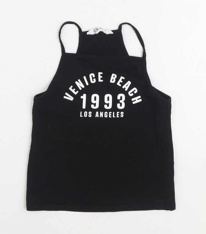 H&M Girls Black Cotton Camisole Tank Size 9-10 Years Square Neck Pullover - Venice Beach