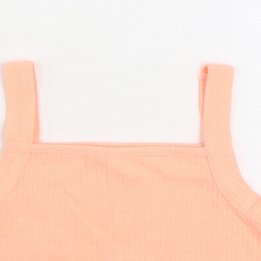 River Island Girls Pink Cotton Cropped Tank Size 9-10 Years Square Neck Pullover