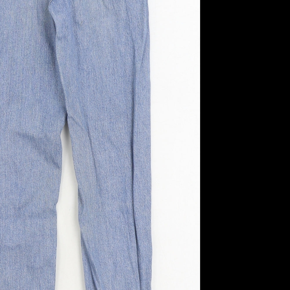 New Look Girls Blue Cotton Tapered Jeans Size 12 Years Regular Zip - Distressed