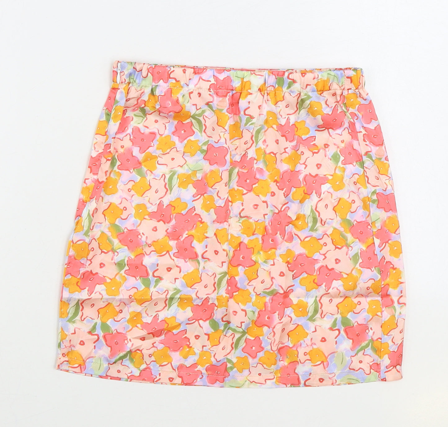 SheIn Girls Multicoloured Floral Polyester Mini Skirt Size 11-12 Years Regular Zip