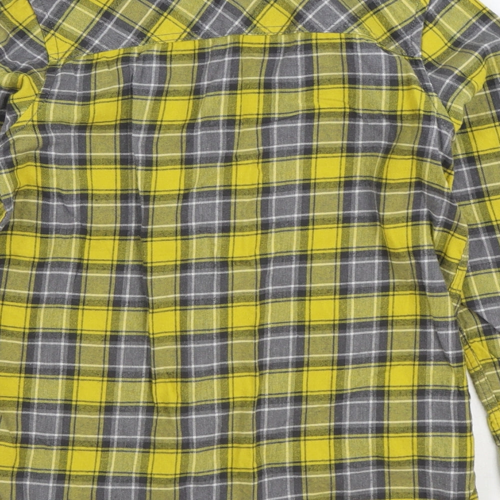 River Island Boys Yellow Plaid Cotton Basic Button-Up Size 7-8 Years Collared Button
