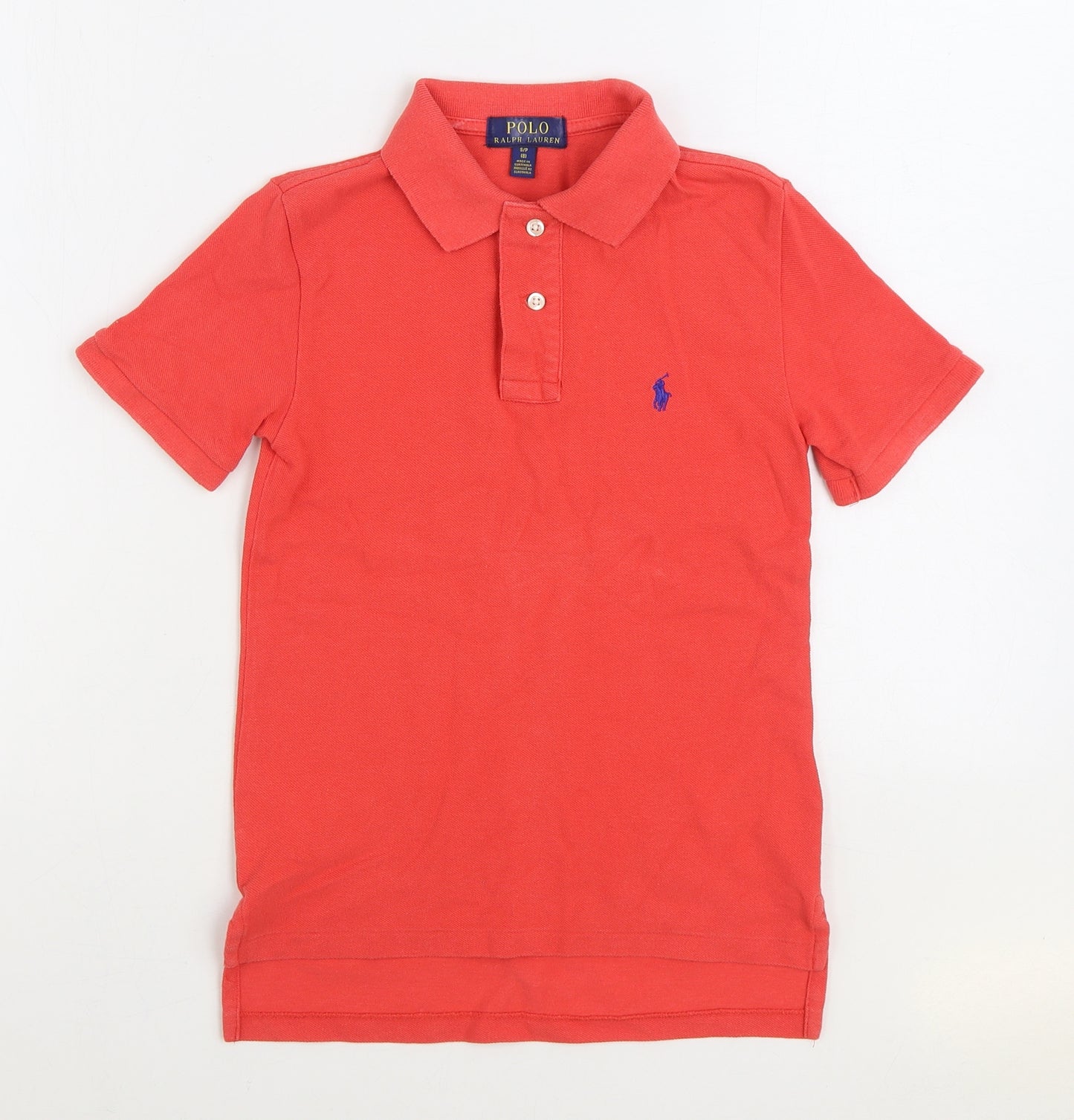 Polo by Ralph Lauren Boys Red Cotton Basic Polo Size 8-9 Years Collared Button