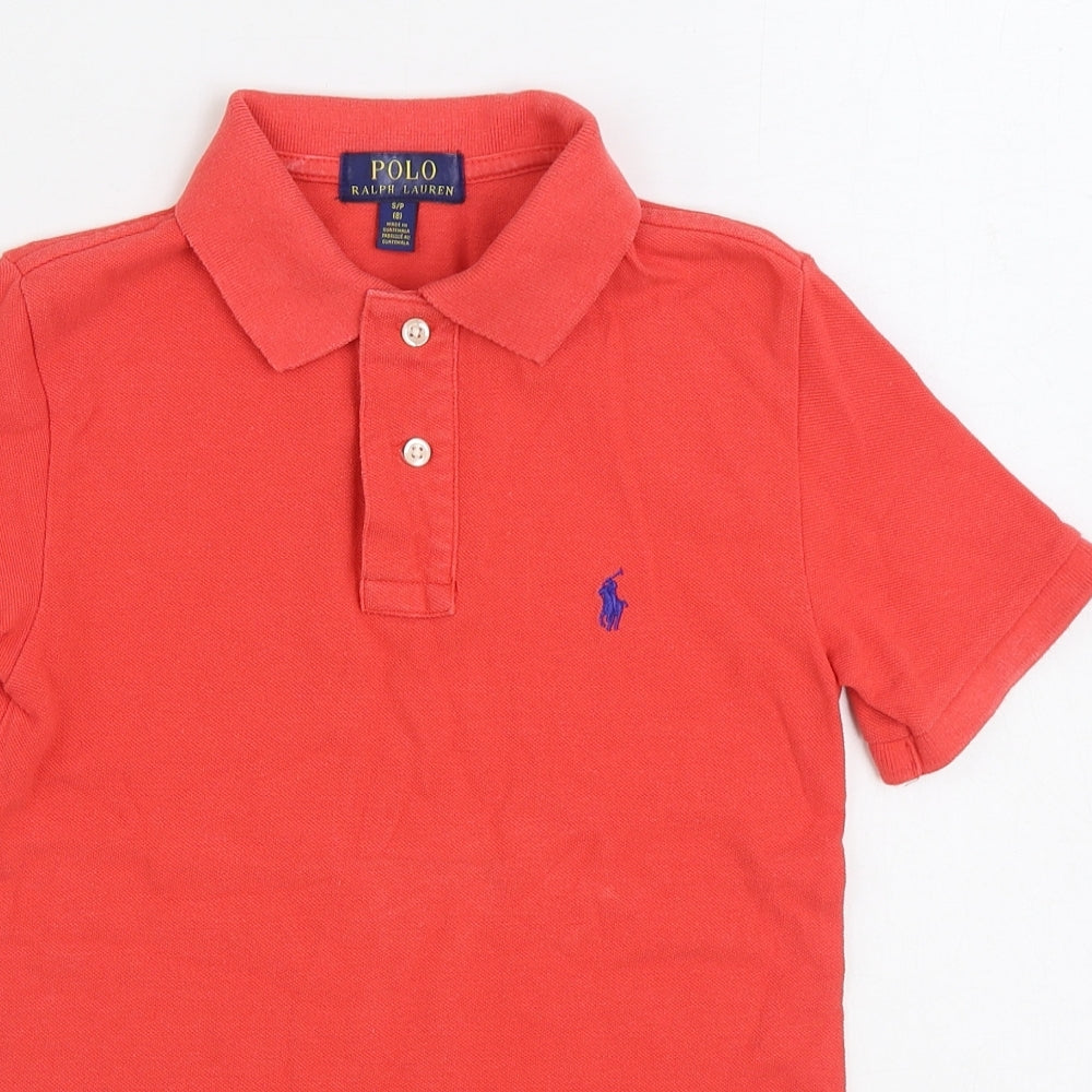 Polo by Ralph Lauren Boys Red Cotton Basic Polo Size 8-9 Years Collared Button