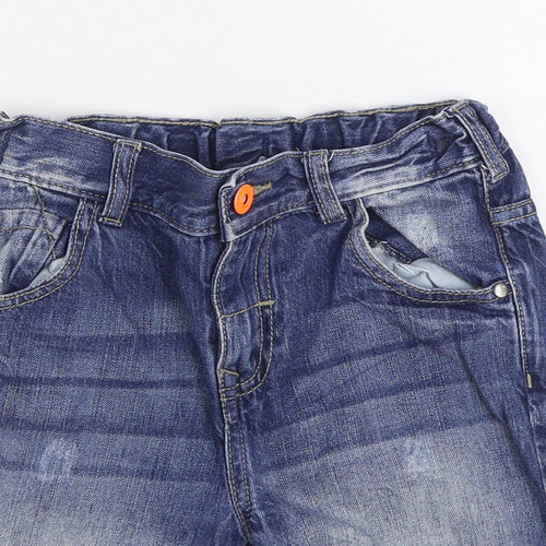 Nutmeg Boys Blue 100% Cotton Bermuda Shorts Size 8-9 Years Regular Zip