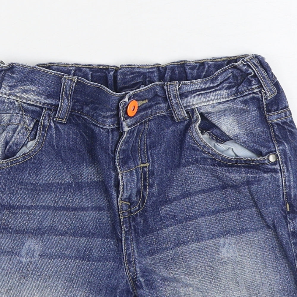 Nutmeg Boys Blue 100% Cotton Bermuda Shorts Size 8-9 Years Regular Zip