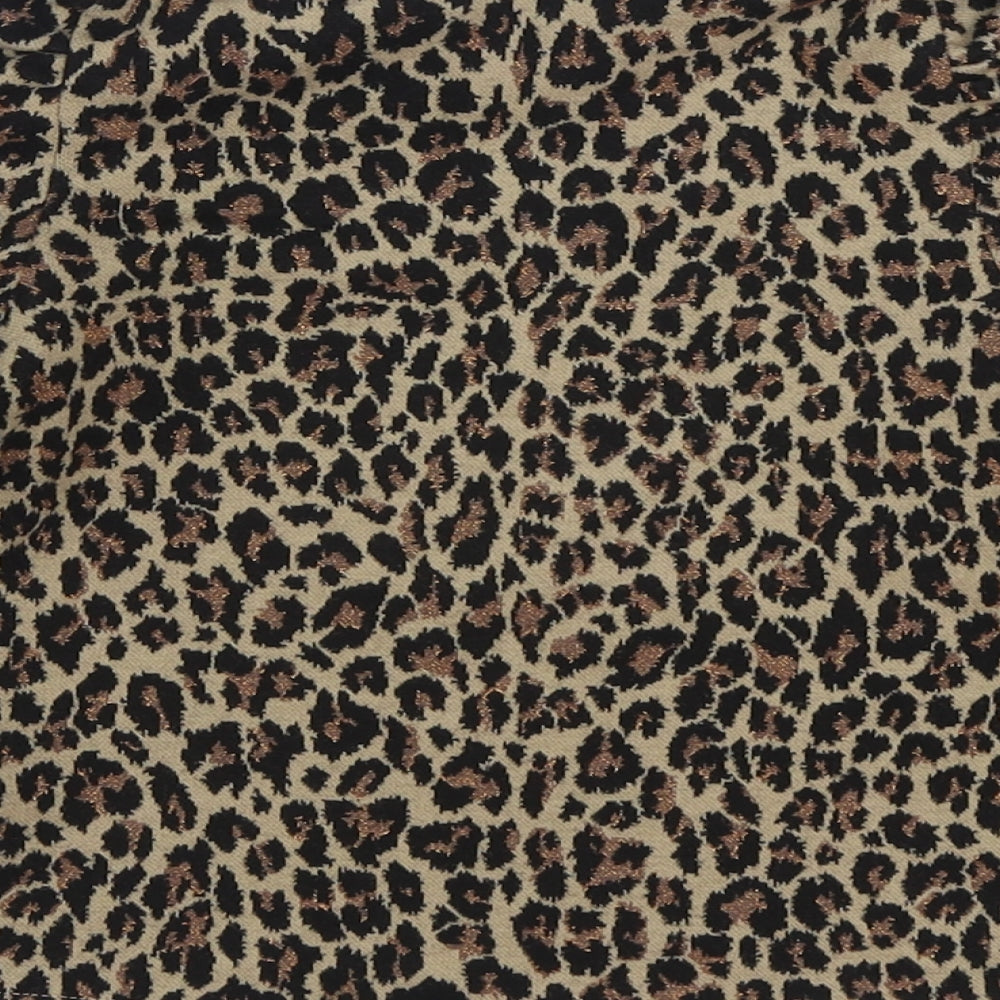 NEXT Girls Brown Animal Print Polyester Pullover Sweatshirt Size 4 Years Pullover - Leopard Print