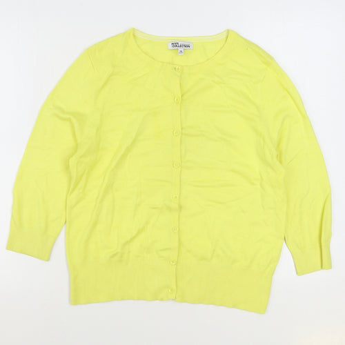 Debenhams Womens Yellow Round Neck Viscose Cardigan Jumper Size 16