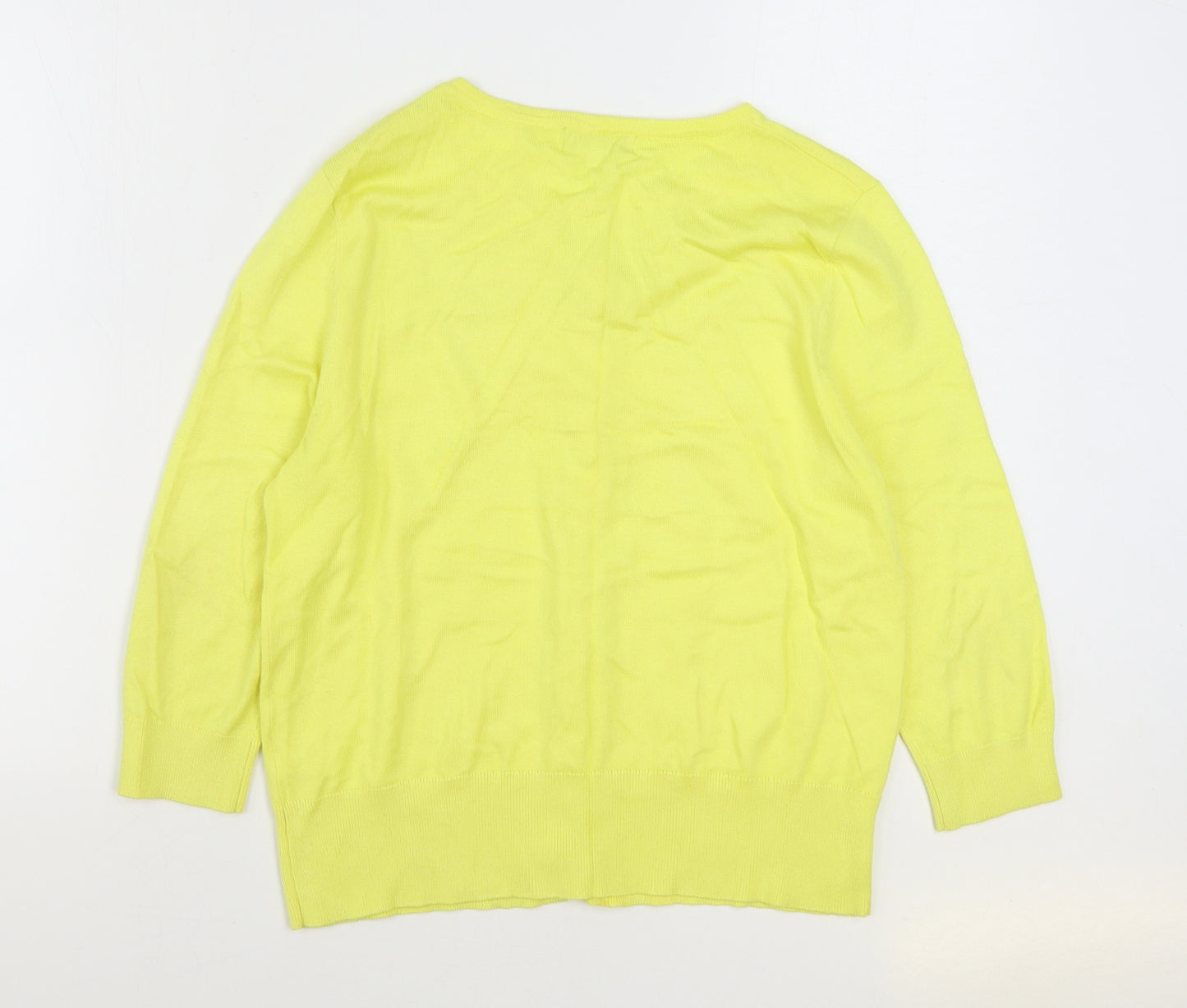 Debenhams Womens Yellow Round Neck Viscose Cardigan Jumper Size 16