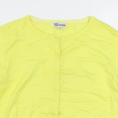 Debenhams Womens Yellow Round Neck Viscose Cardigan Jumper Size 16