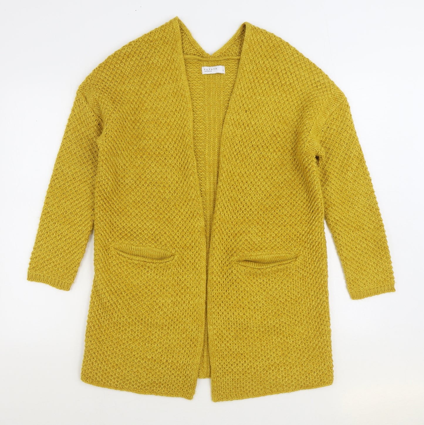 Matalan Womens Yellow V-Neck Acrylic Cardigan Jumper Size S