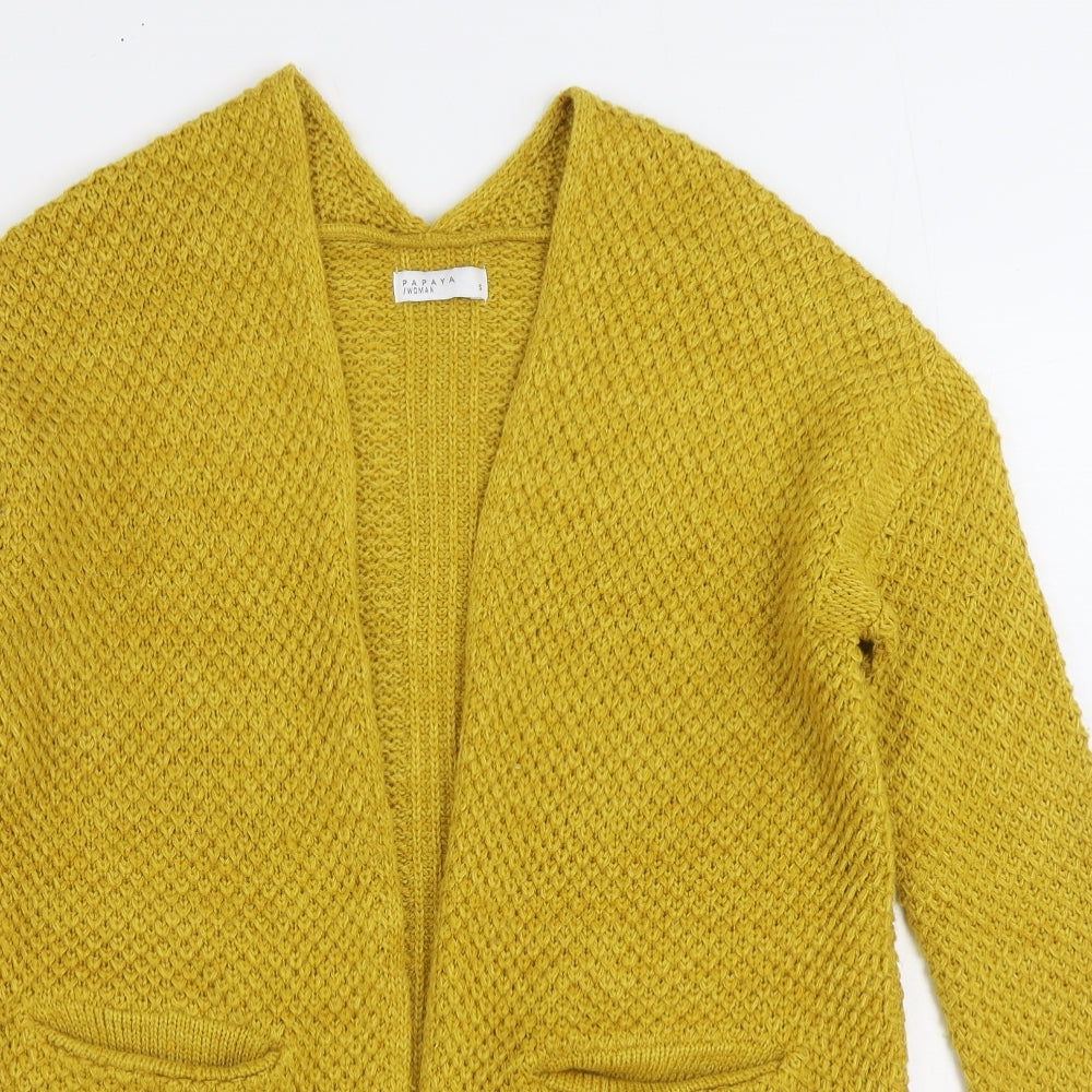 Matalan Womens Yellow V-Neck Acrylic Cardigan Jumper Size S