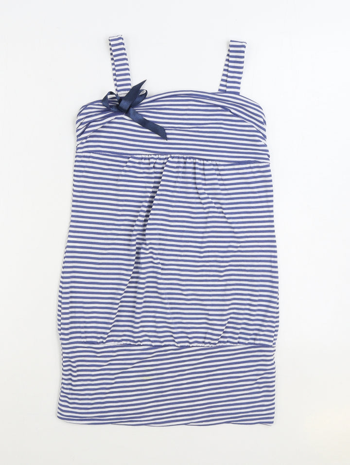 WalG Womens Blue Striped Viscose Tank Dress Size M Square Neck Pullover