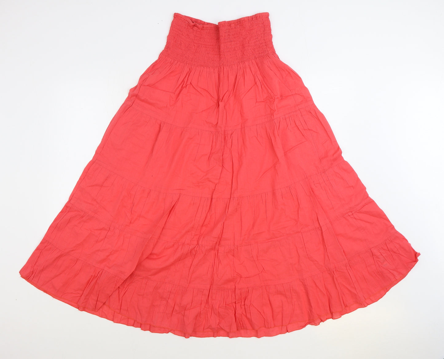 BHS Womens Pink Cotton Peasant Skirt Size 8 - Shirred